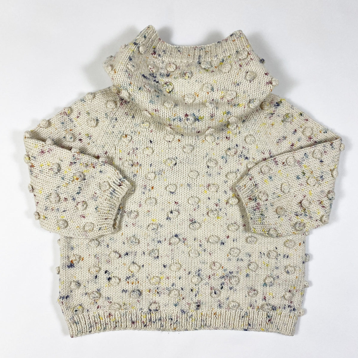 Misha & Puff Confetti Cake Popcorn handknit cardigan with hood 2-3Y