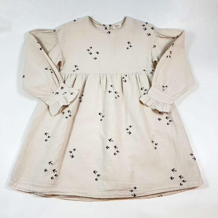 Búho beige bird cotton dress 8Y 1