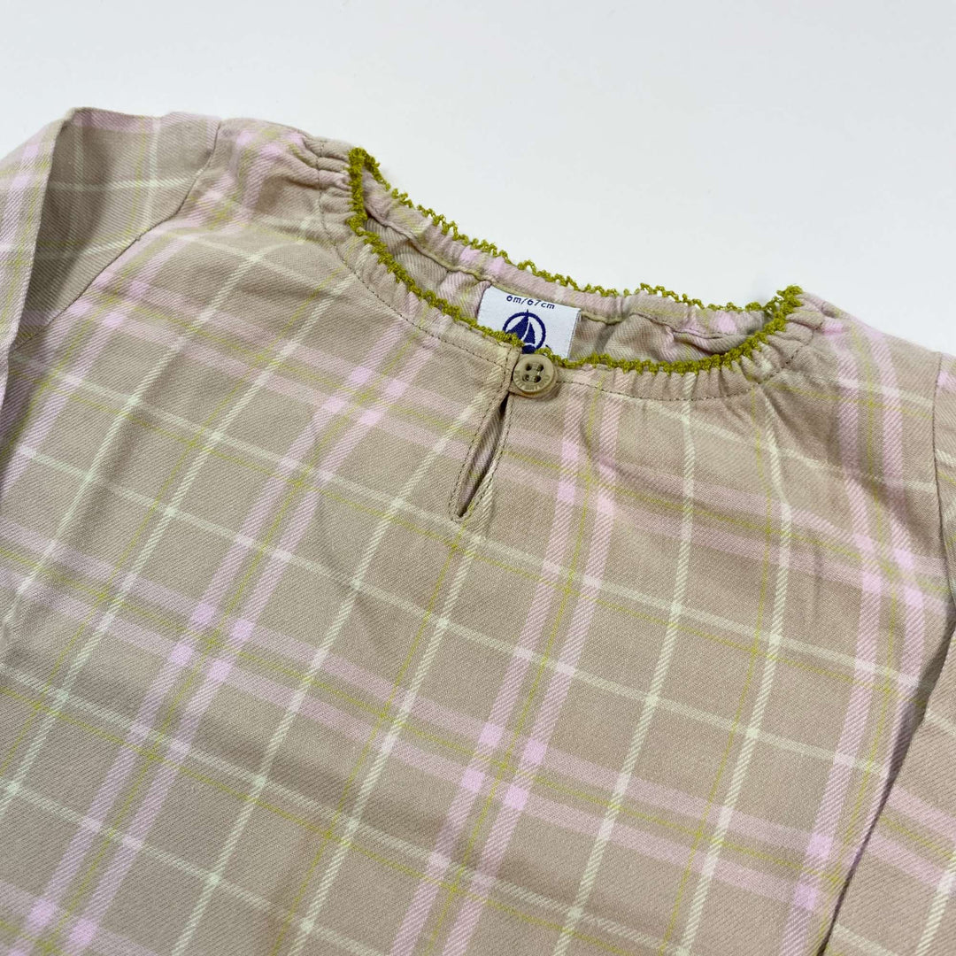 Petit Bateau beige check blouse 6M/67 2