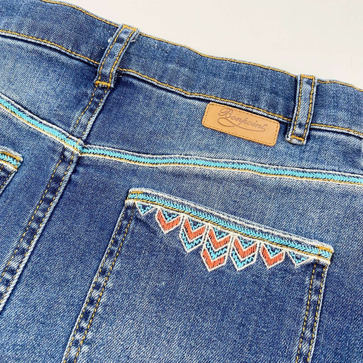 Bonpoint denim embroidered skirt 8Y 3