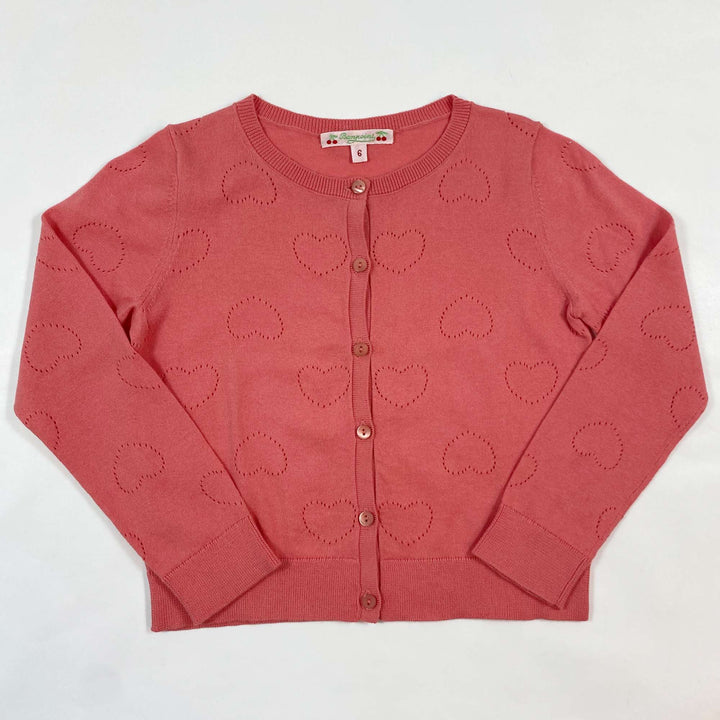 Bonpoint coral heart cardigan 6Y 1