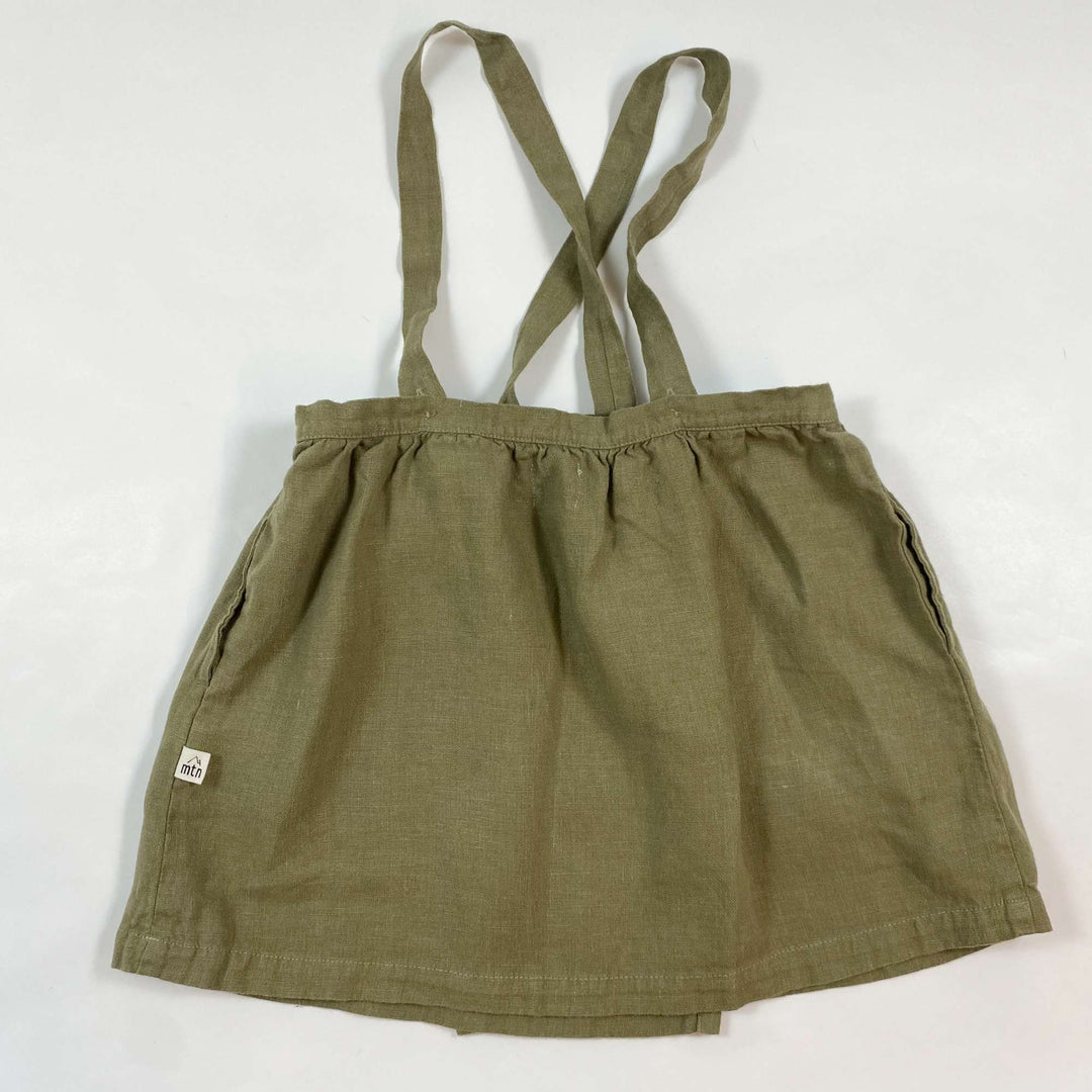 Matona khaki green linen pinafore skirt 3-4Y 2