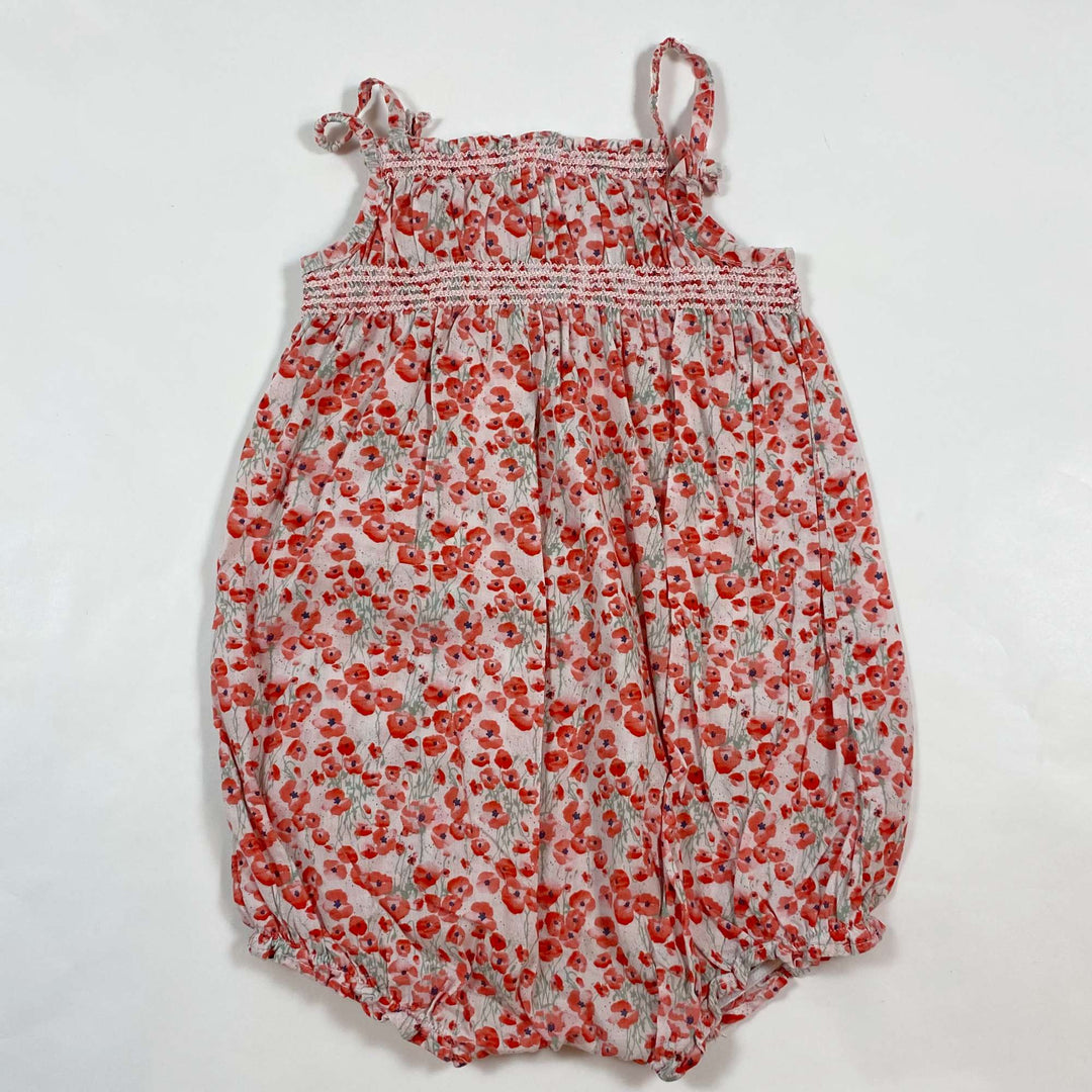 H&M poppy print organic cotton romper 6-9M/74 3