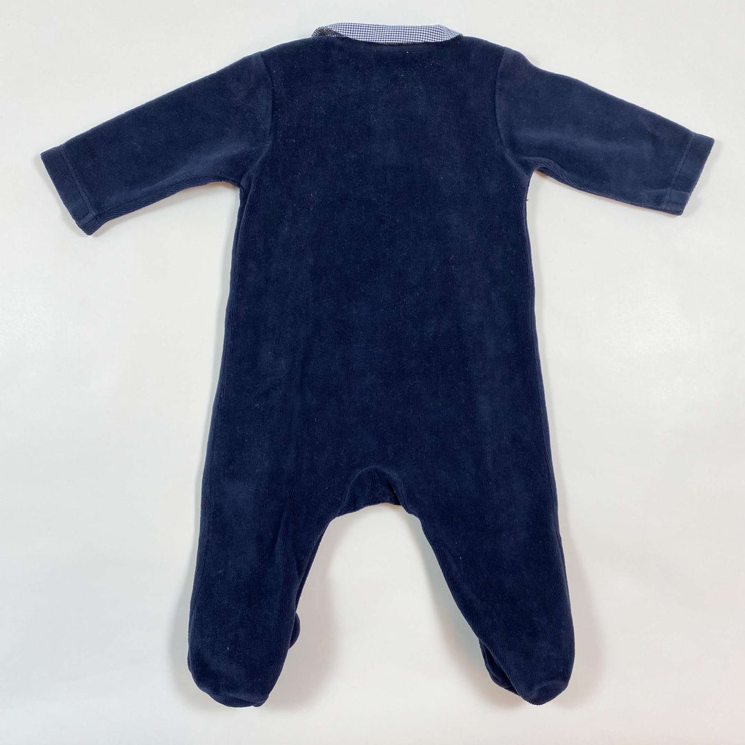 Jacadi navy velvet bird applique pyjama 3M/60 2