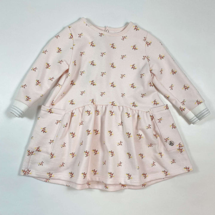 Petit Bateau light pink floral french terry dress Second Season 18M/81 1