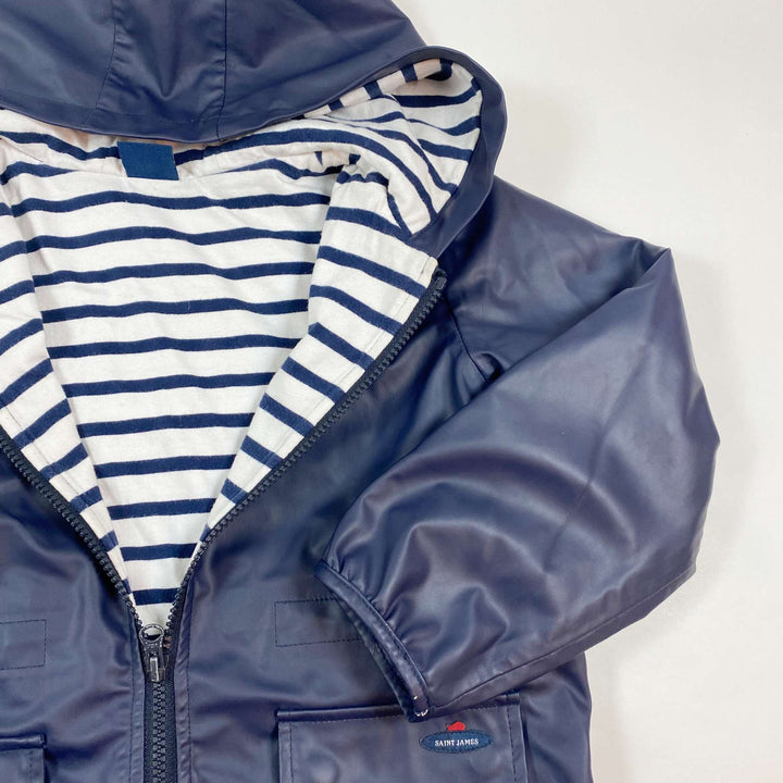 Saint James classic hooded navy rain jacket 6Y 3