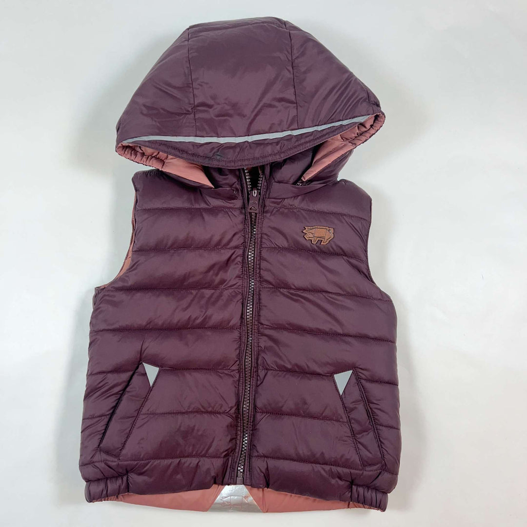 Töastie burgundy/pink reversible  puffer vest with hood 1-2Y 1