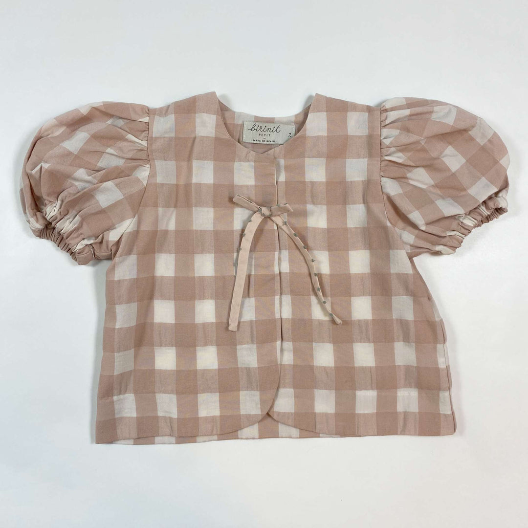 Birinit Petit dusty pink mega gingham blouse 1Y 1