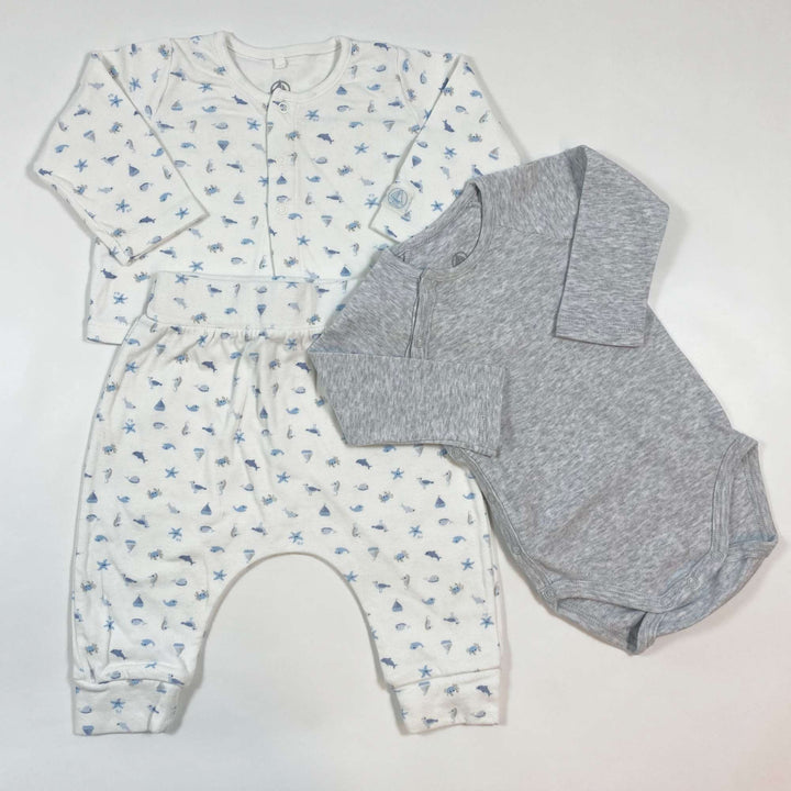 Petit Bateau seeaside print organic cotton 3-piece set 6M/67 1