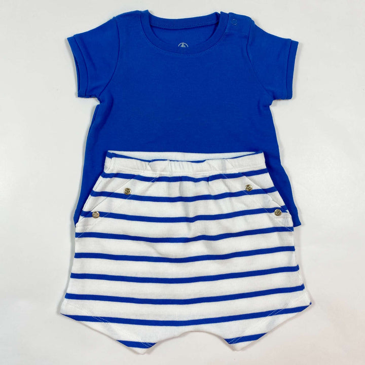 Petit Bateau blue summer t-shirt and shorts set Second Season 12M/74 1