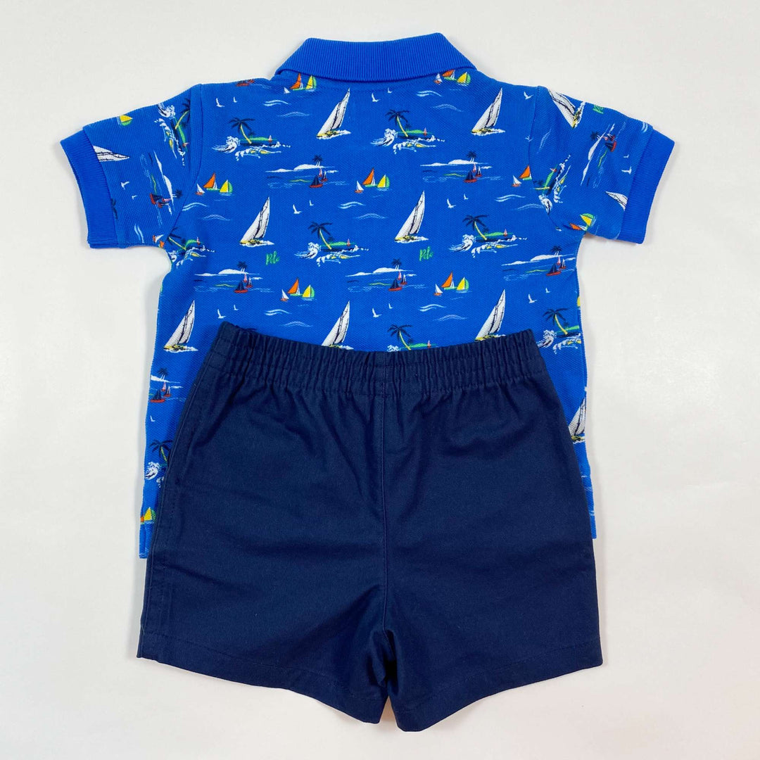 Ralph Lauren blue caribbean print baby t-shirt and shorts summer set Second Season diff. sizes 3