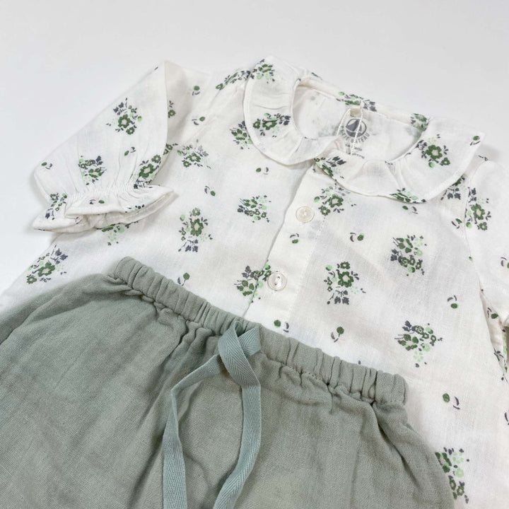 Petit Bateau sage floral organic cotton muslin summer set Second Season 3M/60 2