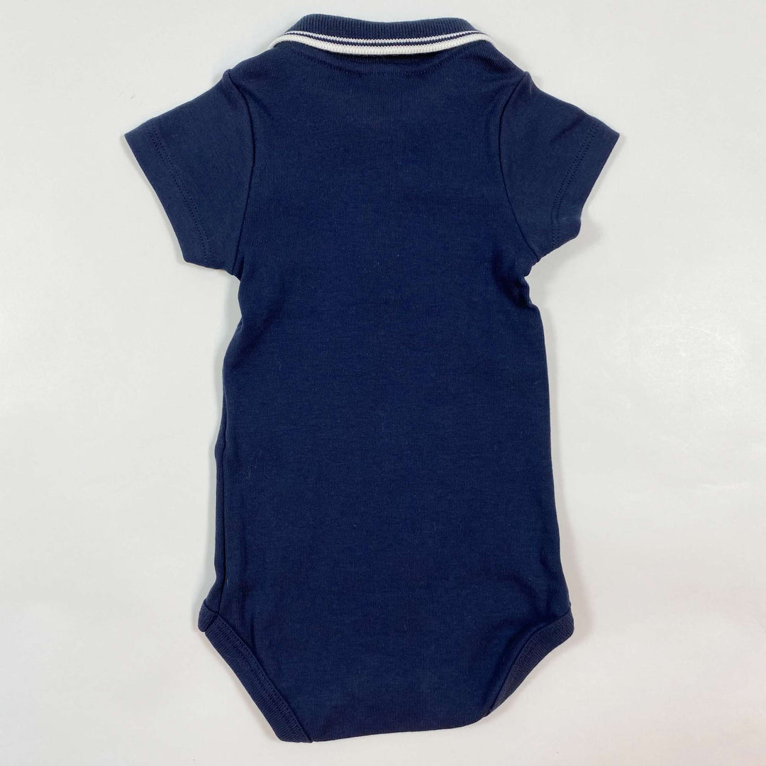 Petit Bateau navy short-sleeved striped collared body Second Season 3M/60 2