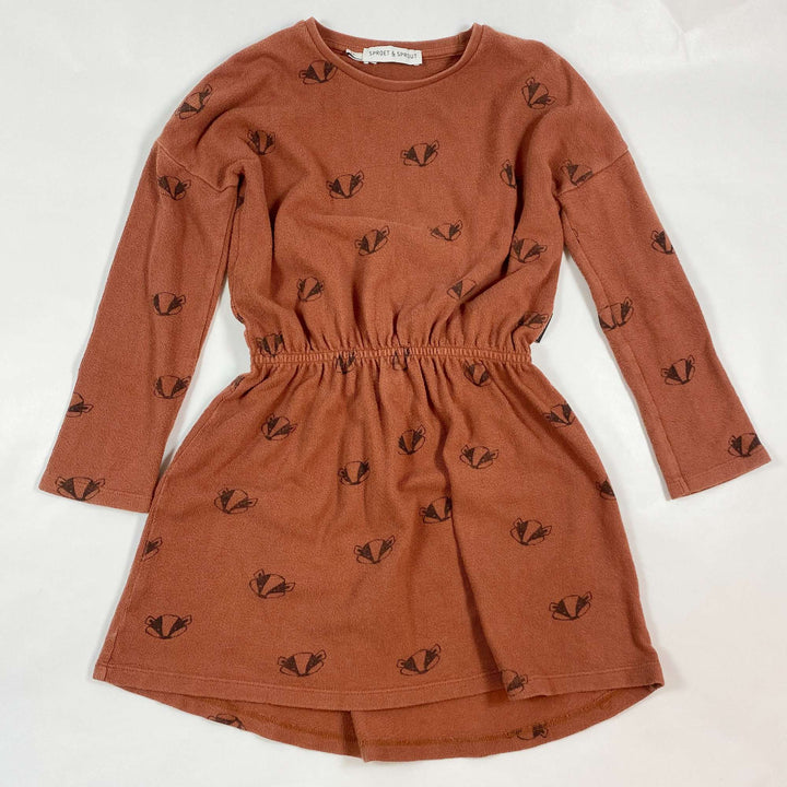 Sproet & Sprout brown badger print longsleeve dress 6Y 1