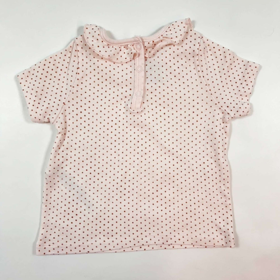 Petit Bateau pink dot t-shirt with collar 12M/74 2