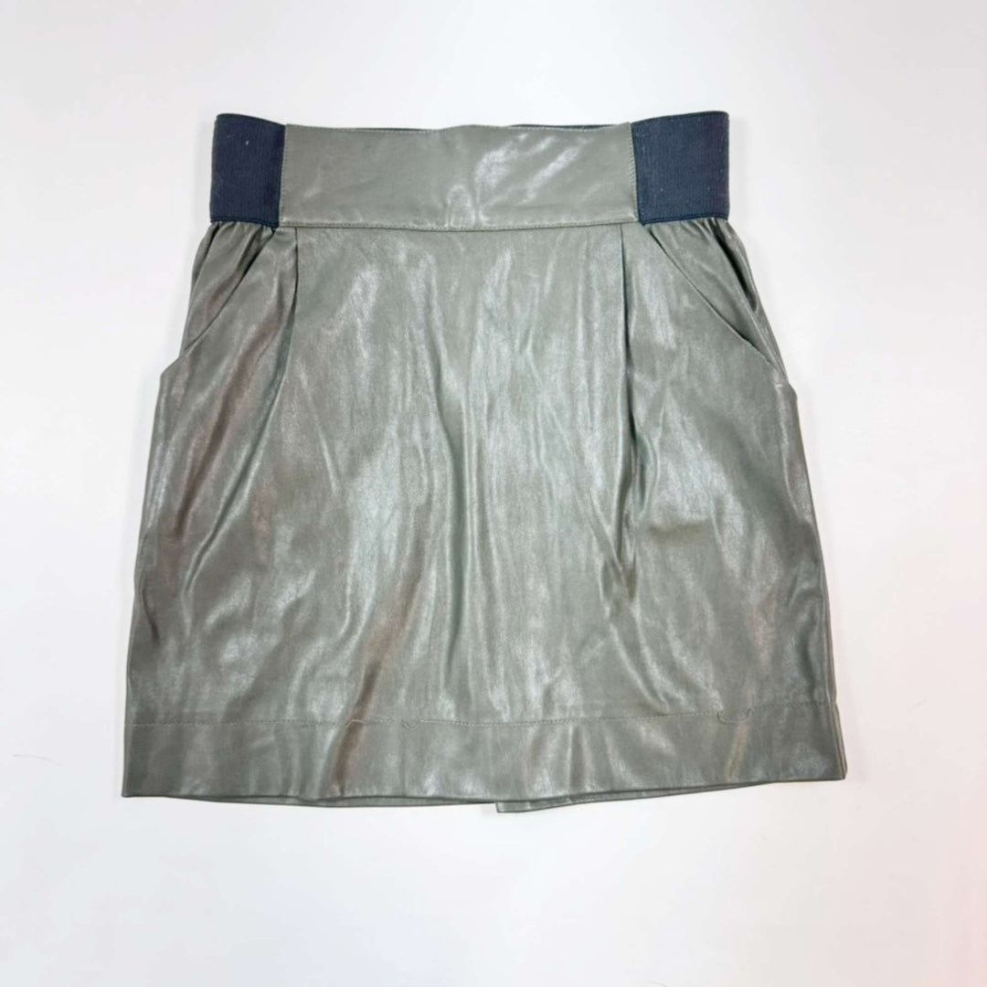 Bellerose dark olive vegan leather mini skirt with pockets 10Y 1