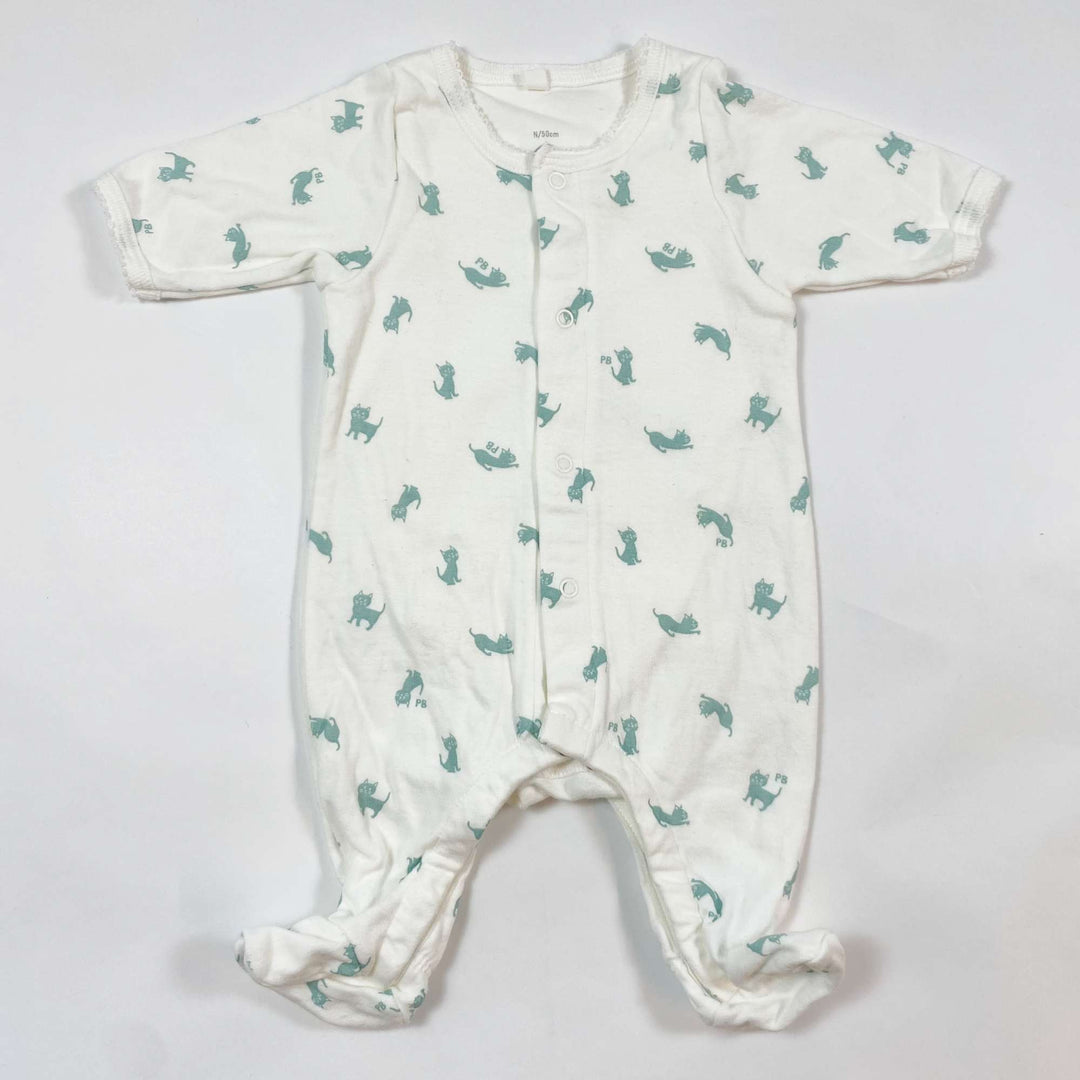 Petit Bateau off-white cat pyjama NB/50 1