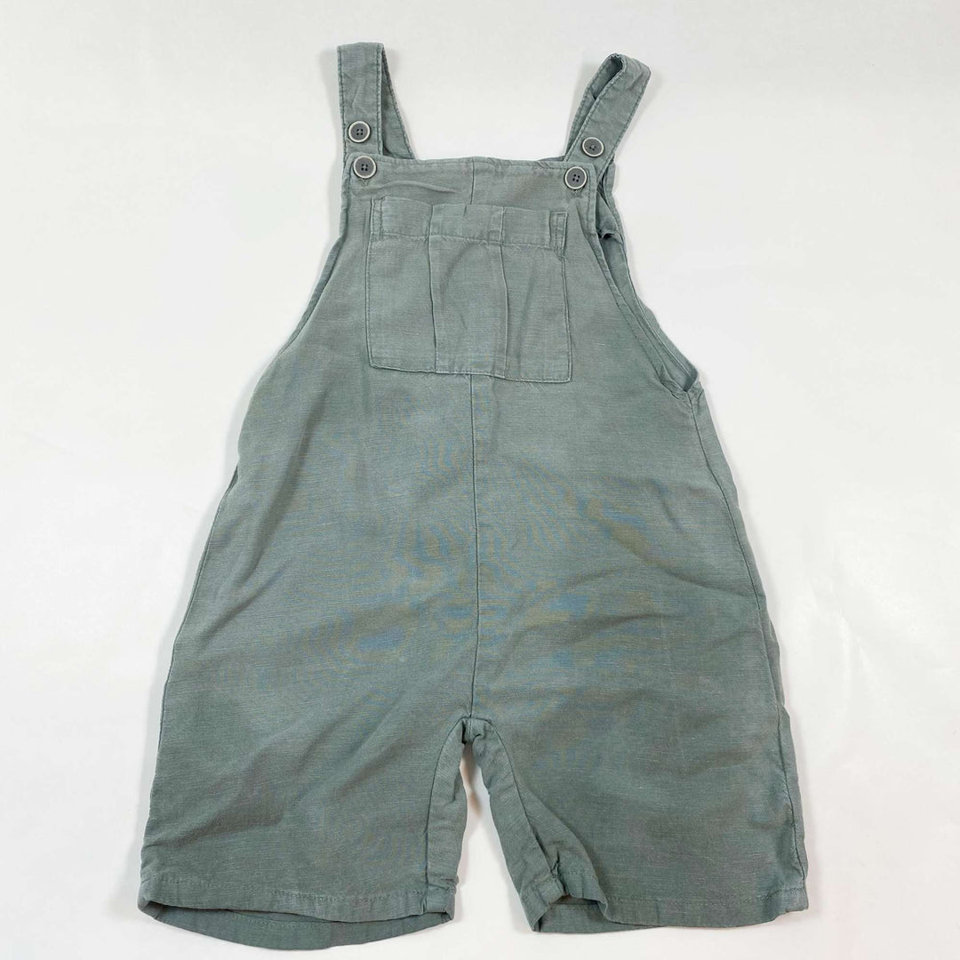 Zara faded green linen/cotton blend short dungarees 3-4Y/104 1