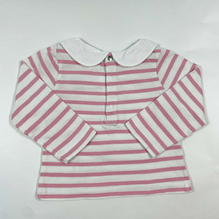 Jacadi pink stripe petal collar blouse 18M/81 2