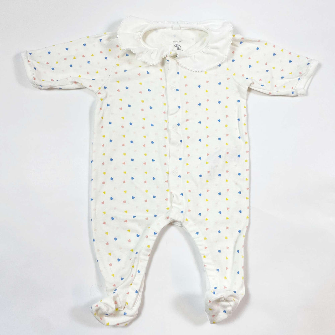 Petit Bateau off-white heart pyjama with collar 1M/54 1