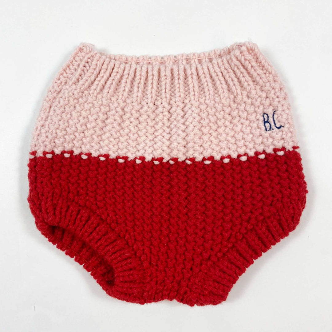 Bobo Choses pink/red merino mix heavy knit bloomers 6-12M 1