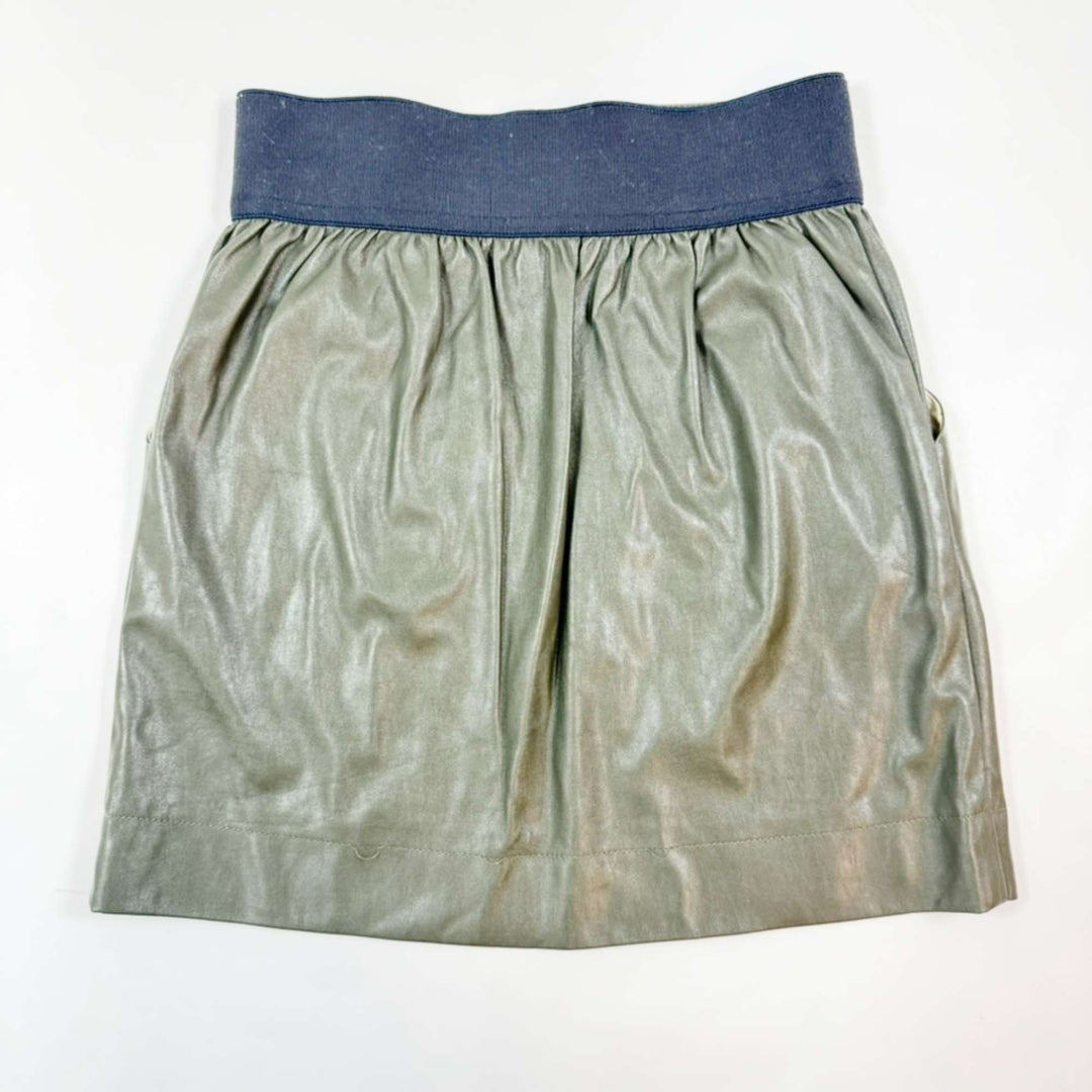 Bellerose dark olive vegan leather mini skirt with pockets 10Y 3