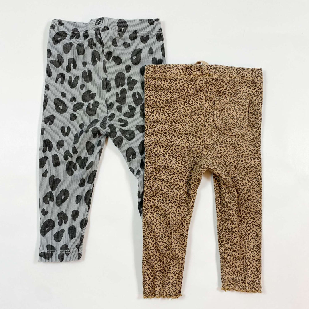 Zara animal leopard print rib leggings set of 2 6-9M/74 2