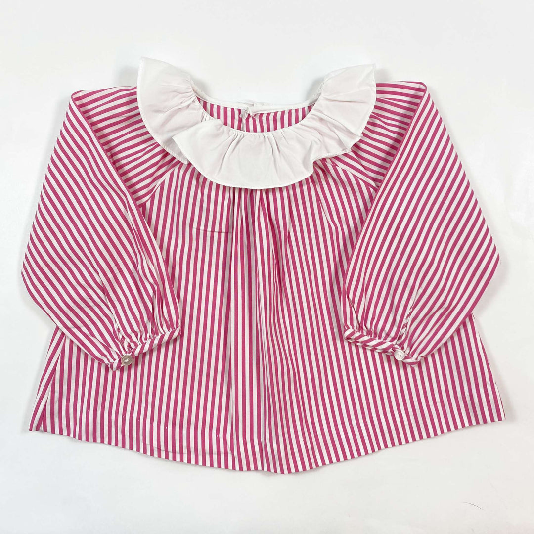 Jacadi pink stripe clown collar blouse 18M/81 1