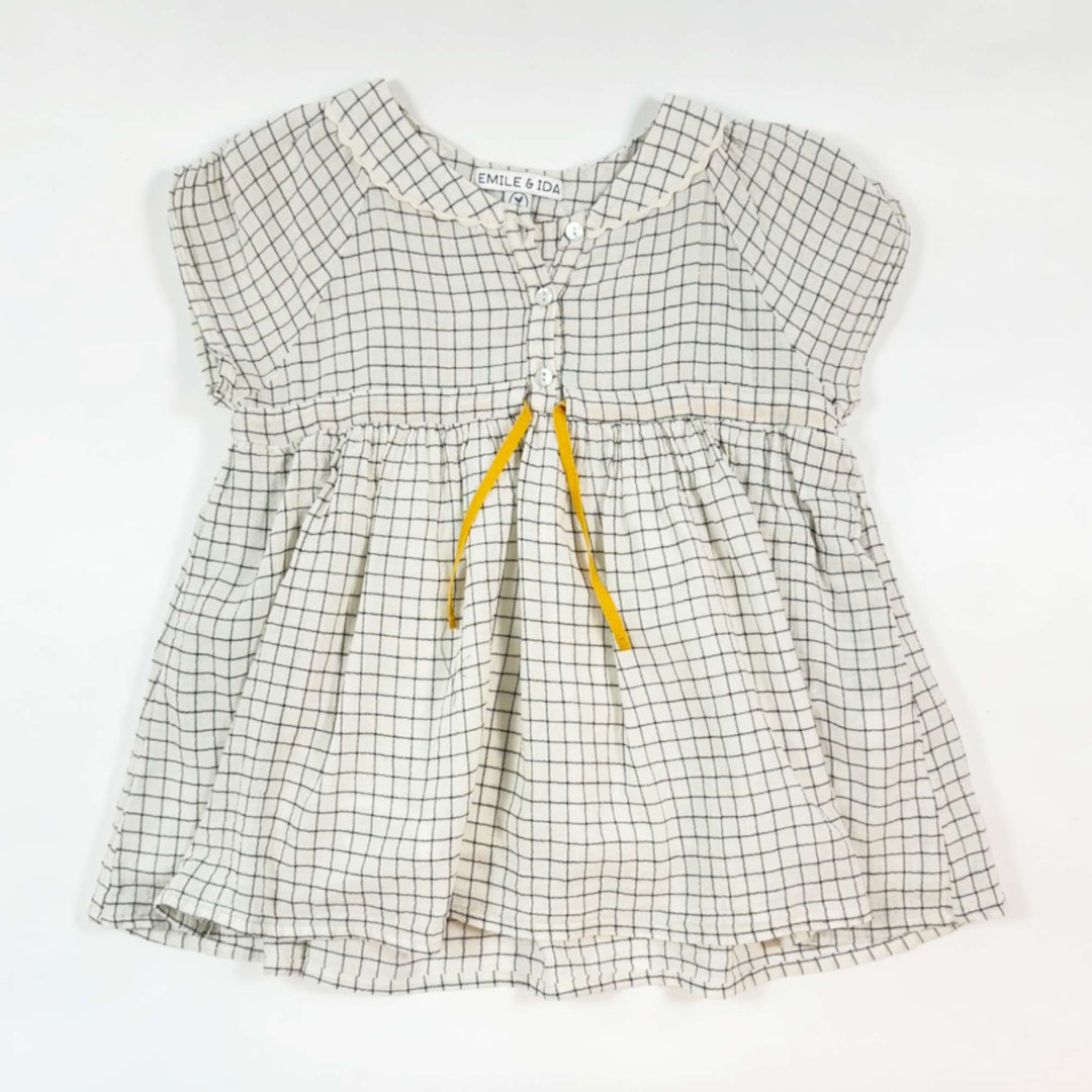 Emile et Ida beige checked gauze summer dress 3Y 1