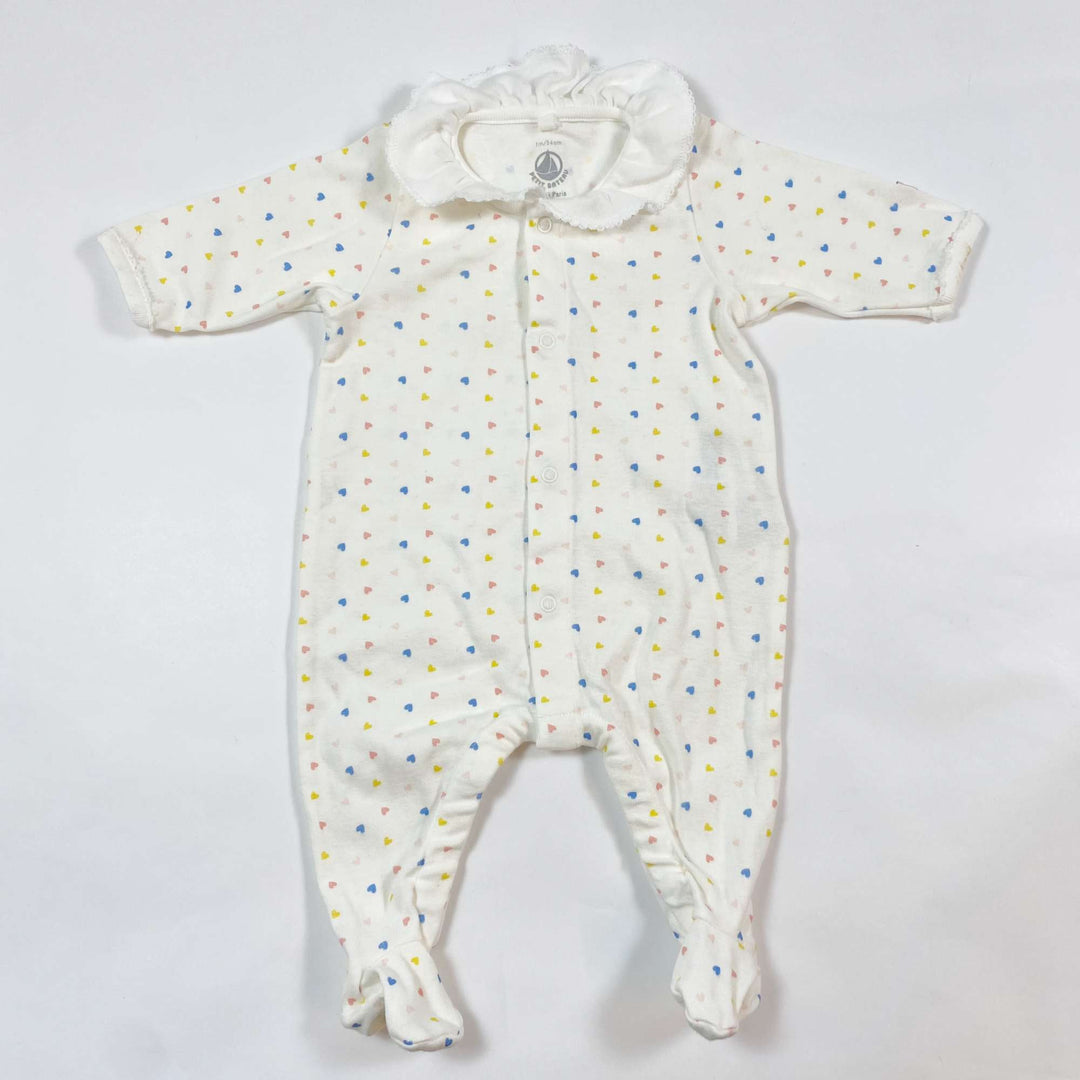 Petit Bateau off-white heart pyjama with collar 1M/54 1