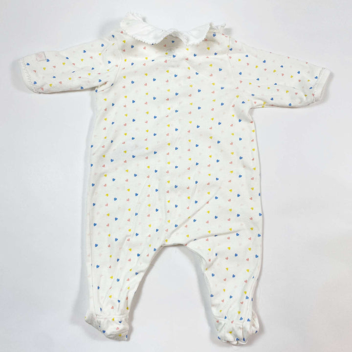 Petit Bateau off-white heart pyjama with collar 1M/54 2