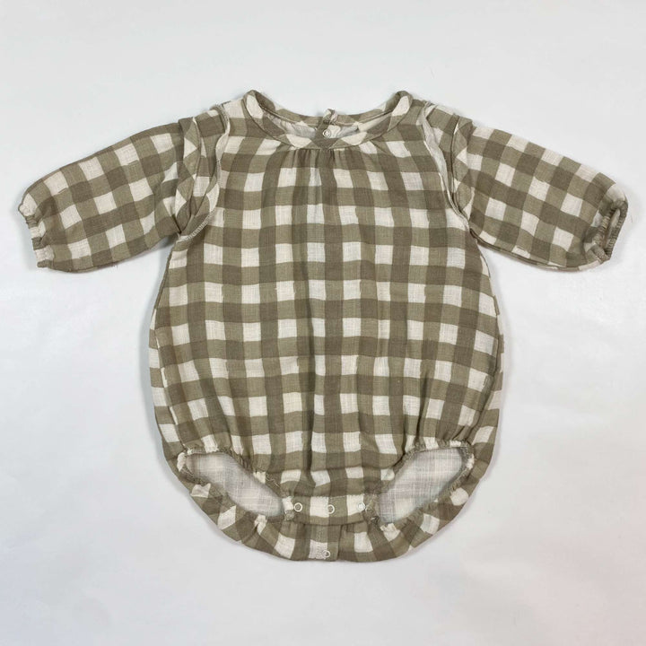 Studio Bohème olive check romper 3M 1