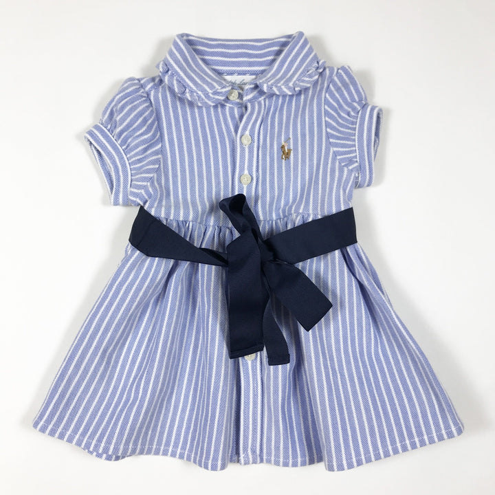 Ralph Lauren blue striped short-sleeved dress with belt 3M