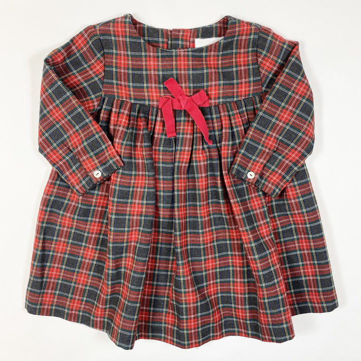 Laranjinha red plaid long-sleeved dress 2Y