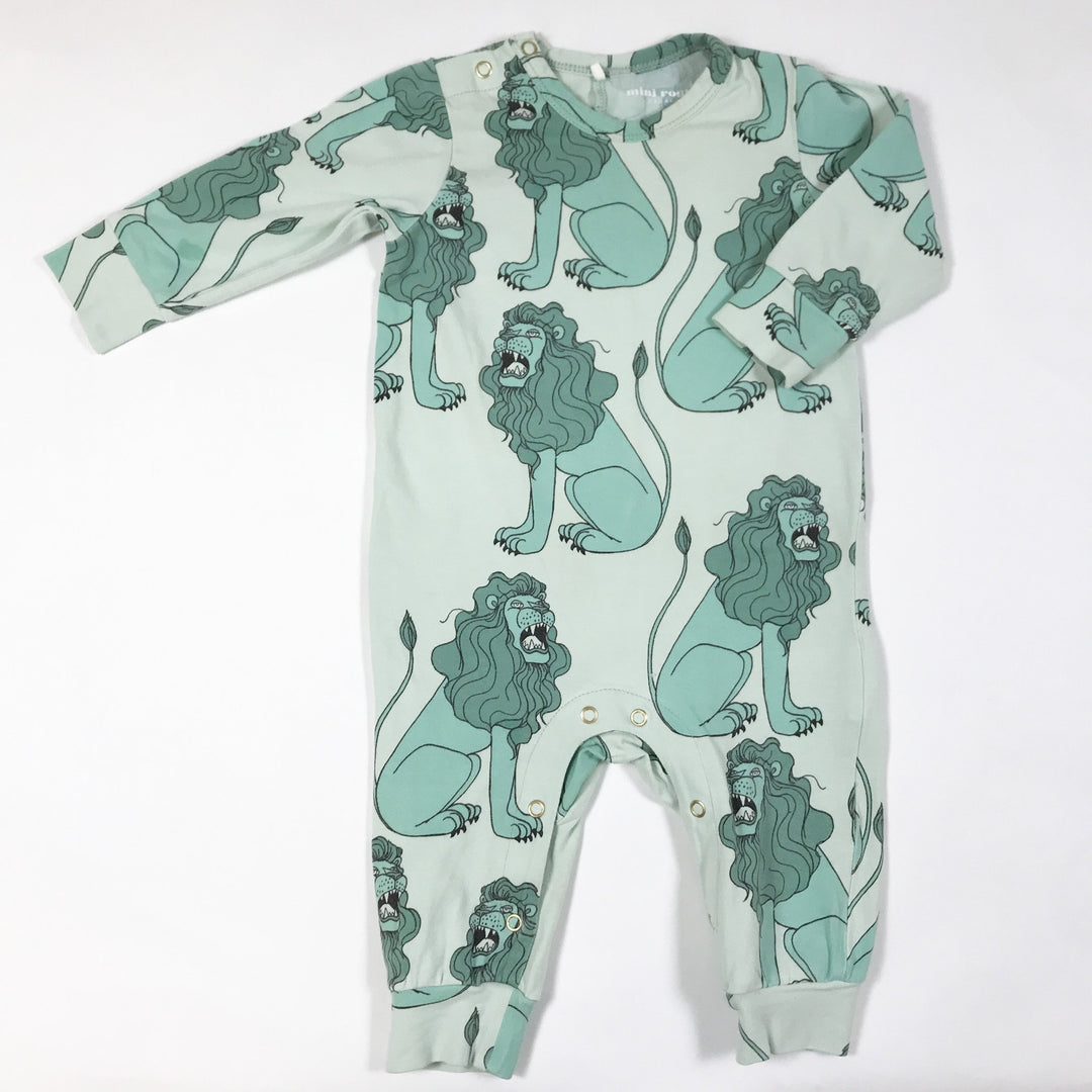 Mini Rodini mint green long-sleeved lion print jumpsuit 56-62