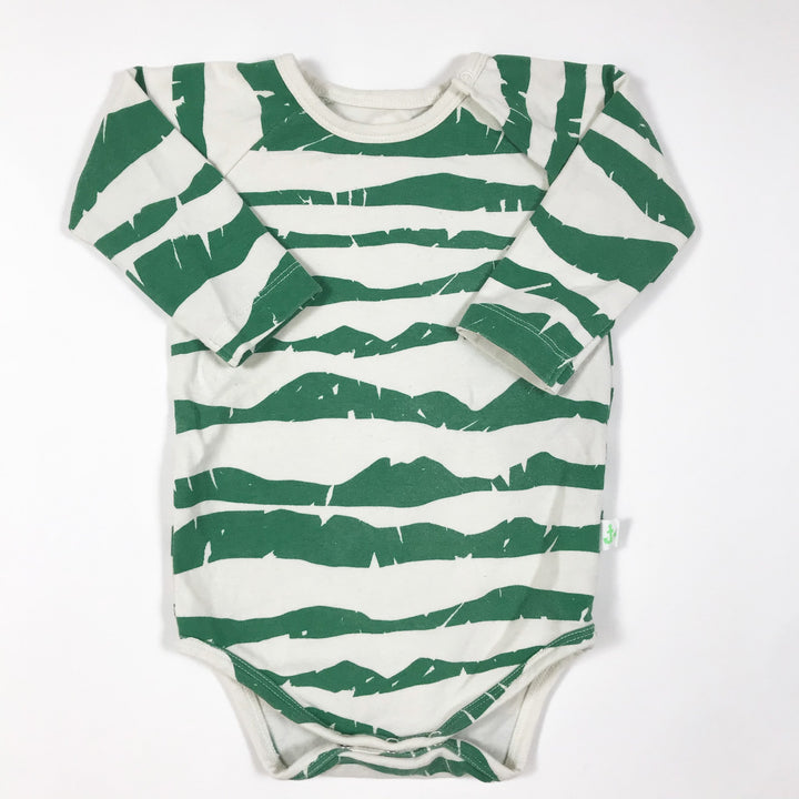 Noé + Zoë ecru/grüner langärmeliger Body 3-6M