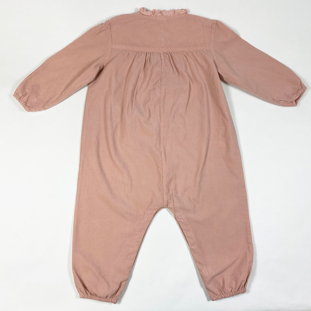 Bonton pink cord overall with fringe collar 2Y