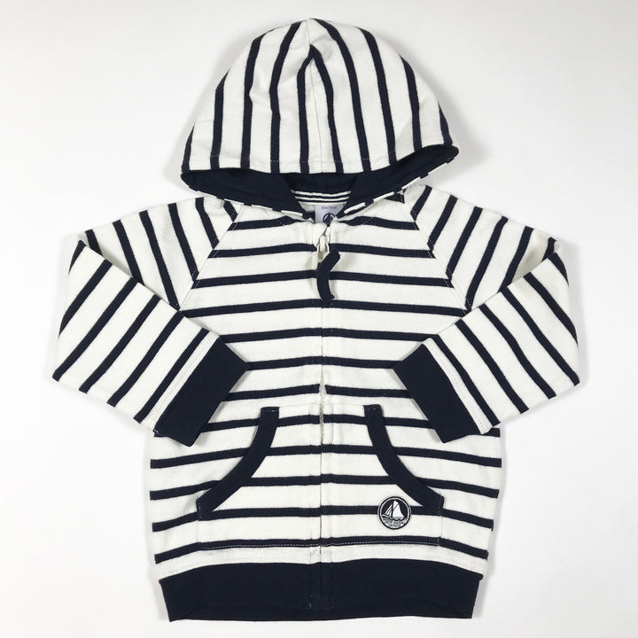 Petit Bateau weiss-blau gestreifter Kapuzenpullover 12M/74