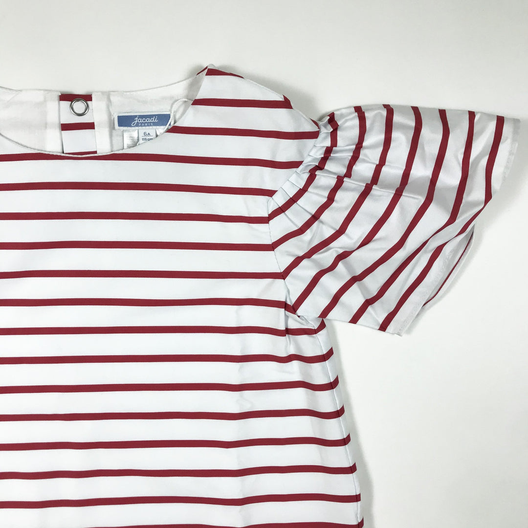 Jacadi white and red striped short-sleeved dress 6A/116