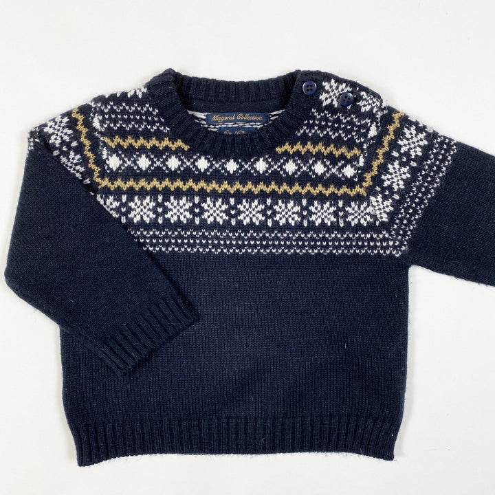 Mayoral Collection navy knit pullover with fair isle pattern 6M/68