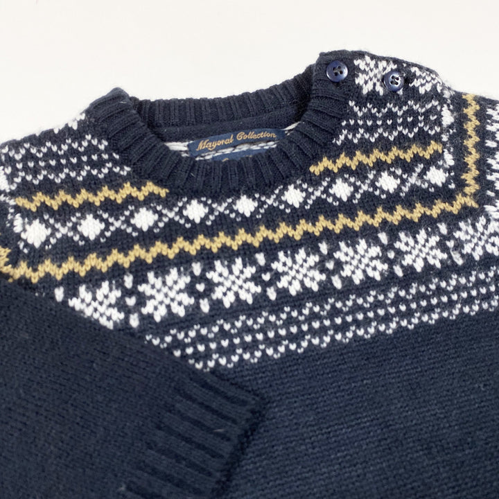 Mayoral Collection navy knit pullover with fair isle pattern 6M/68