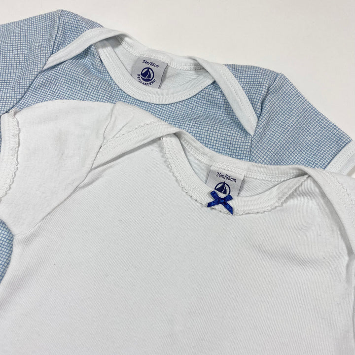 Petit Bateau blue short-sleeved body set of 2 24M/86 2