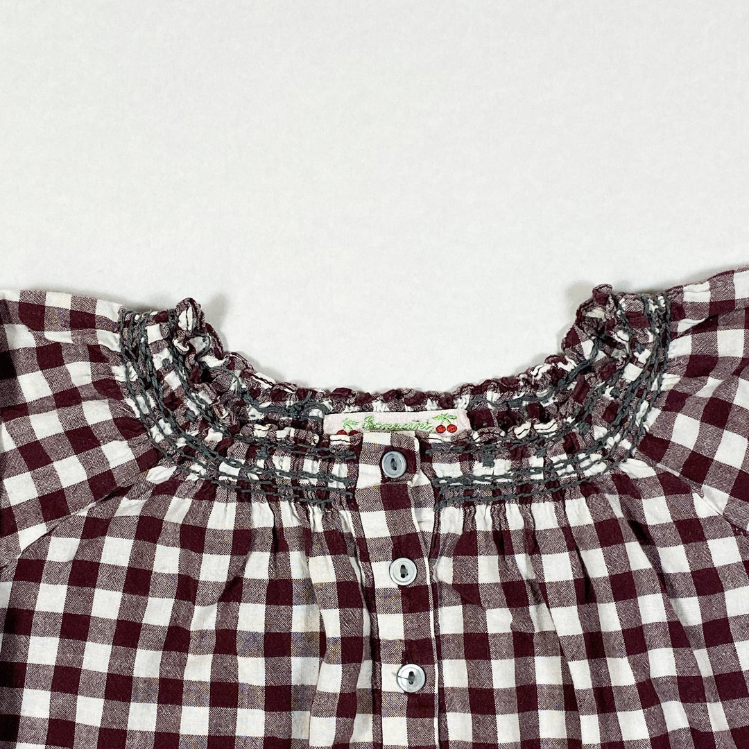Bonpoint burgundy checked long-sleeved blouse 3Y