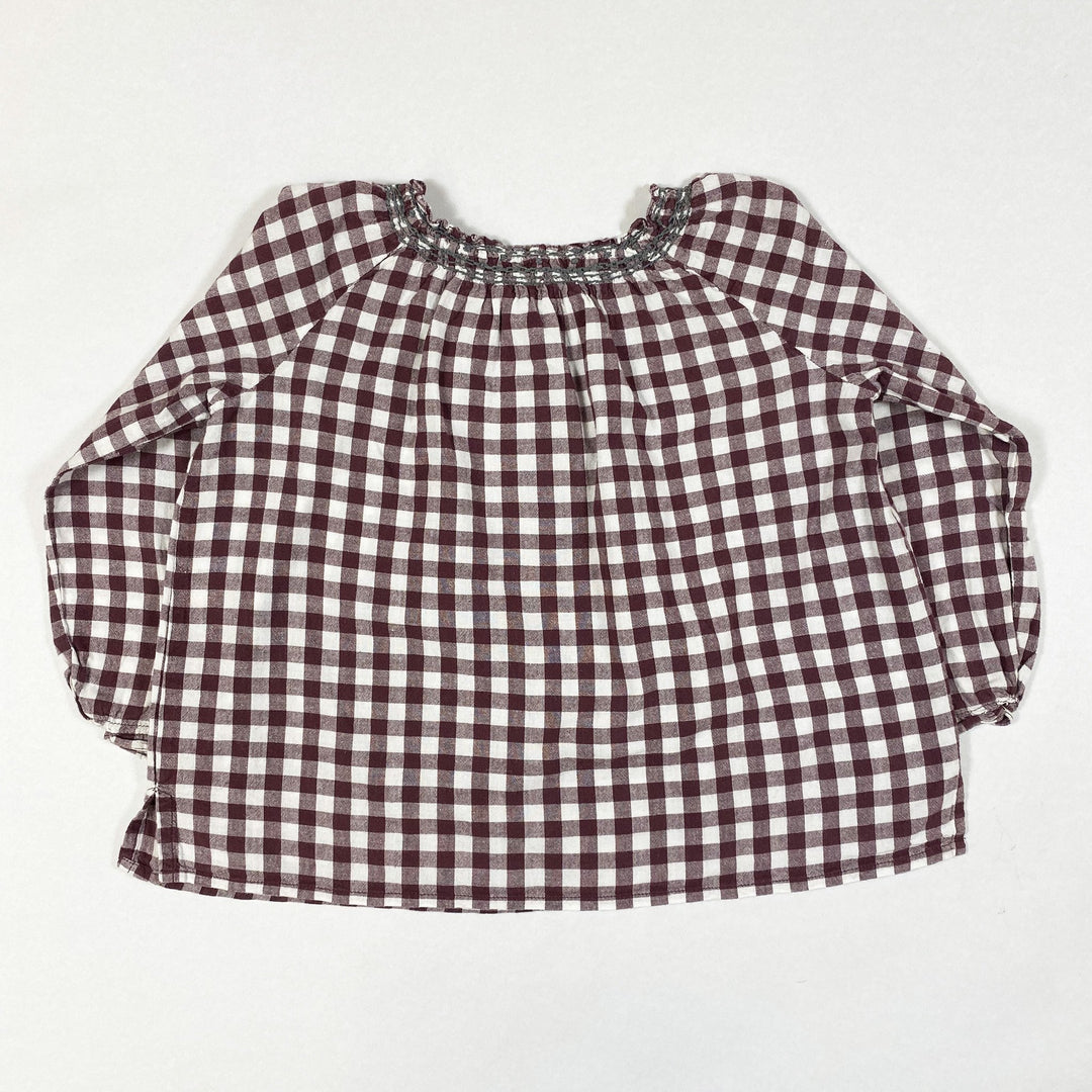 Bonpoint burgundy checked long-sleeved blouse 3Y