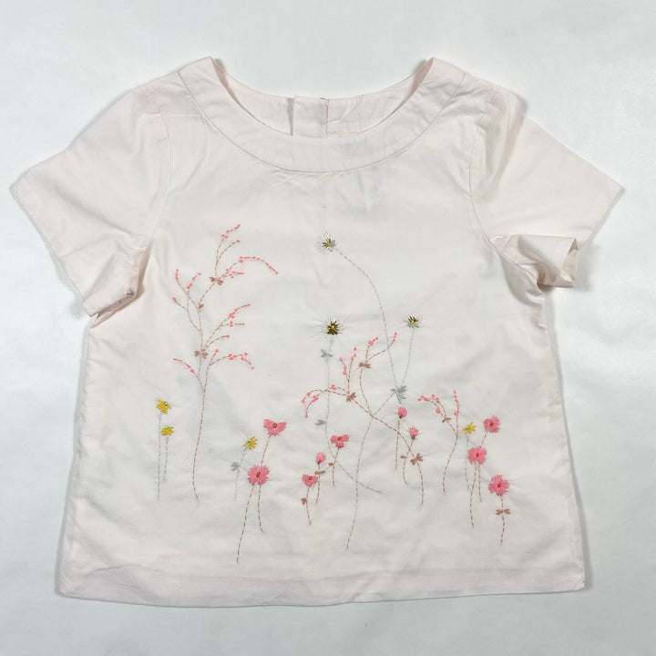 Bonpoint pink floral hand-embroidered blouse 6Y 1