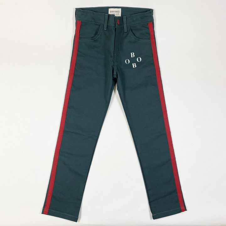 Bobo Choses green jeans with red stripe Second Season 6-7Y