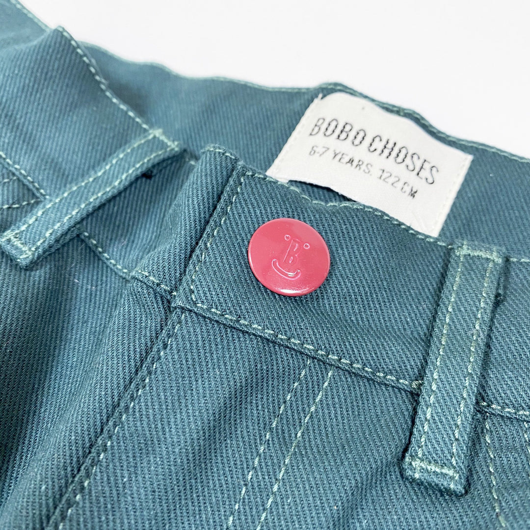 Bobo Choses green jeans with red stripe Second Season 6-7Y