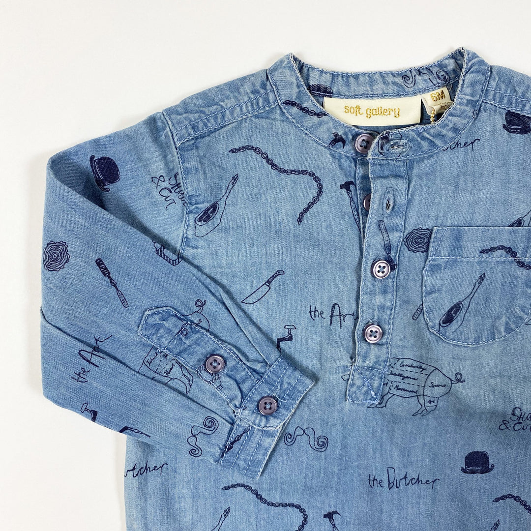 Soft Gallery blue print denim shirt Svend Second Season diff. sizes