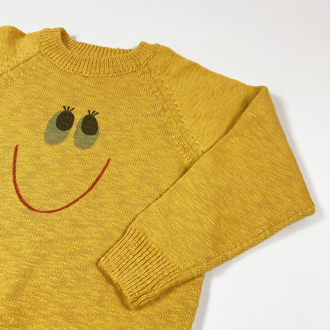 Jelly Mallow yellow Smile cotton knit sweater Second Season 4-5Y