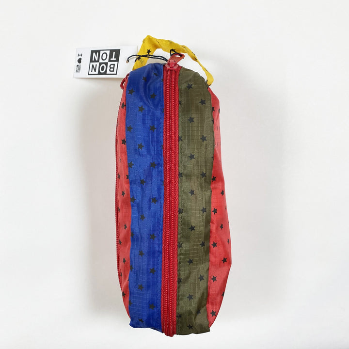 Bonton khaki/blue/red nylon patch pencil case Second Season